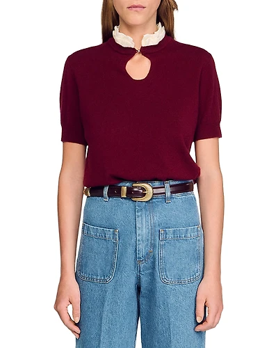 Sandro Ruffled Collar Sweater