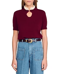 Sandro Ruffled Collar Sweater