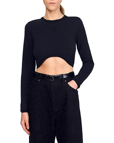 Sandro Cropped Embroidered Tee