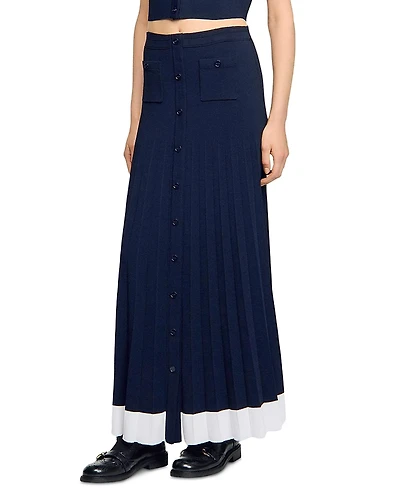 Sandro Long Two Tone Knit Skirt