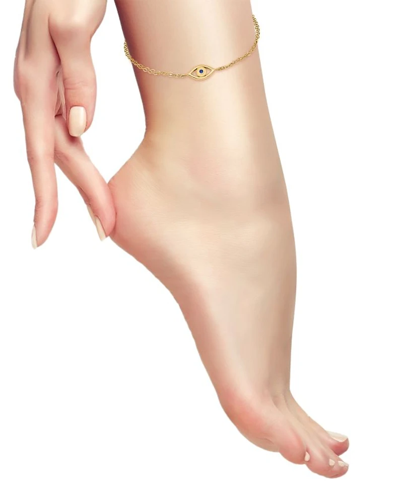 Blue Pavé Evil Eye Ankle Bracelet - Exclusive