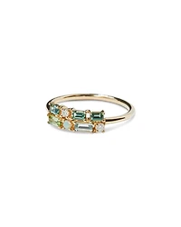 14K Yellow Gold Tourmaline & Diamond Brick Ring