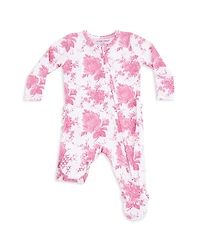 Angel Dear Girls' Roses 2 Way Zipper Ruffled Back Footie - Baby
