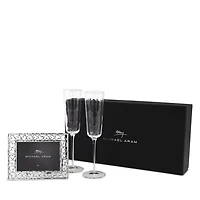 Reflective Champagne Flute & Heart Frame Set