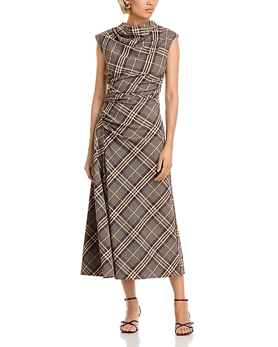 Simkhai Burke Cowl Neck Plaid Dress