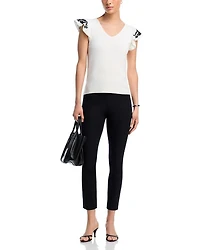 V Neck Flutter Sleeve Sweater