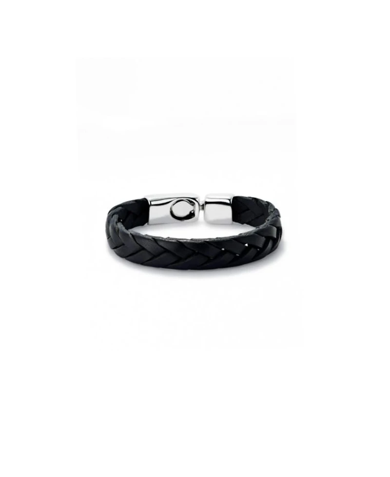 Leather Braided with Sterling Silver Plated Clasp Bracelet