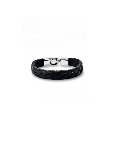 Leather Braided with Sterling Silver Plated Clasp Bracelet