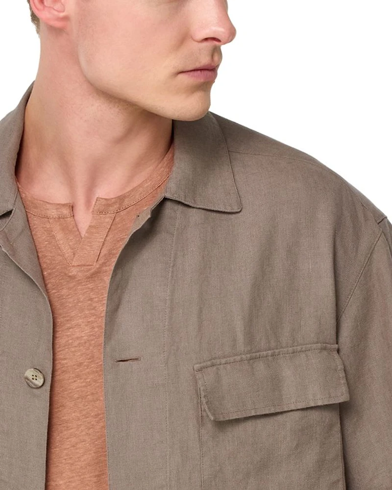 Linen Button Front Overshirt