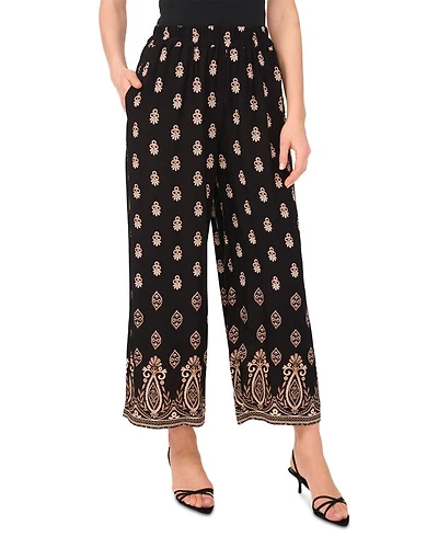 Printed Wide Leg Pull On Pants