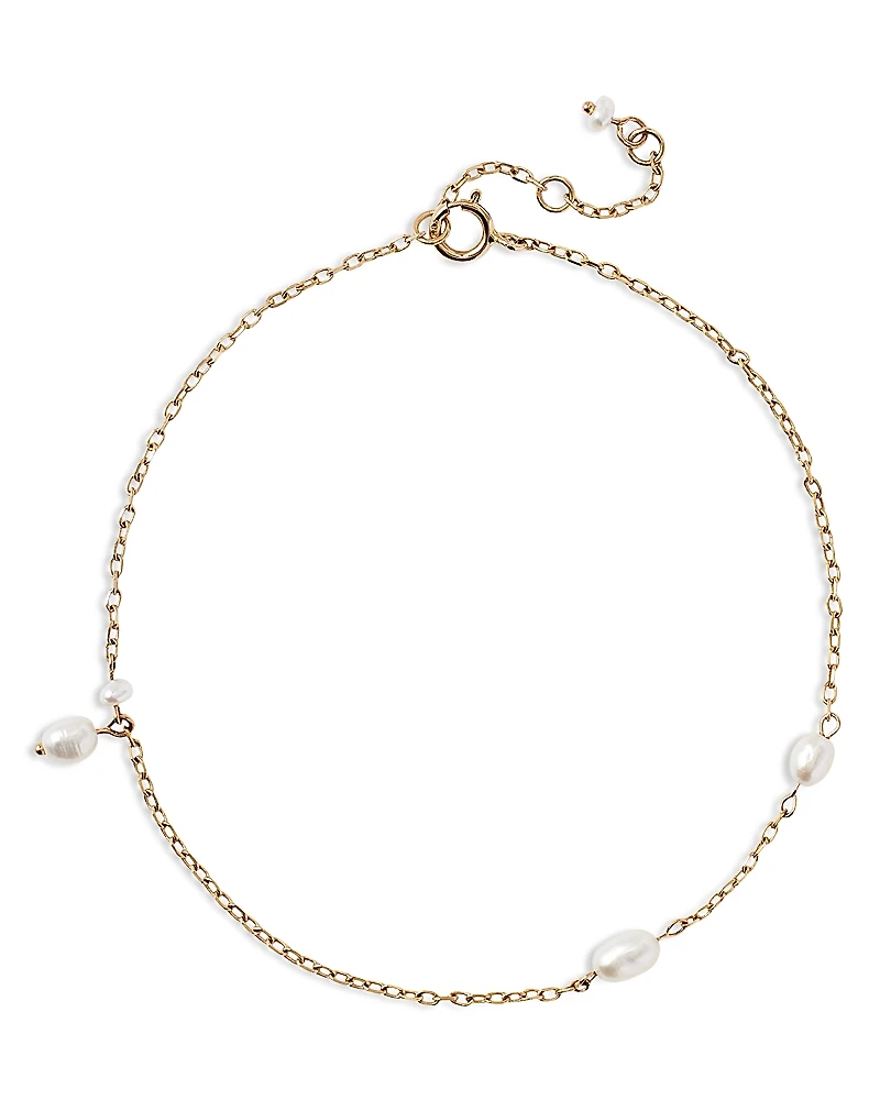 Wwake 14K Yellow Gold Cultured Freshwater Pearl Link Bracelet