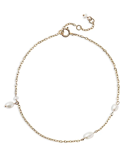 Wwake 14K Yellow Gold Cultured Freshwater Pearl Link Bracelet
