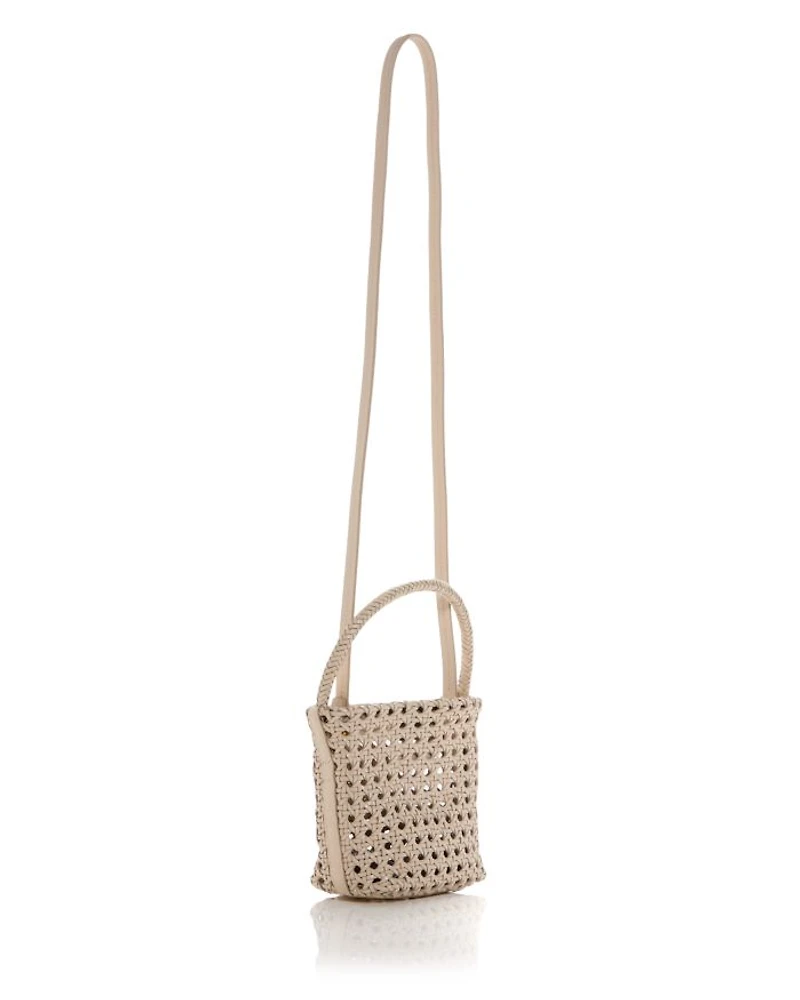 Handwoven Caned Leather Mini Bag