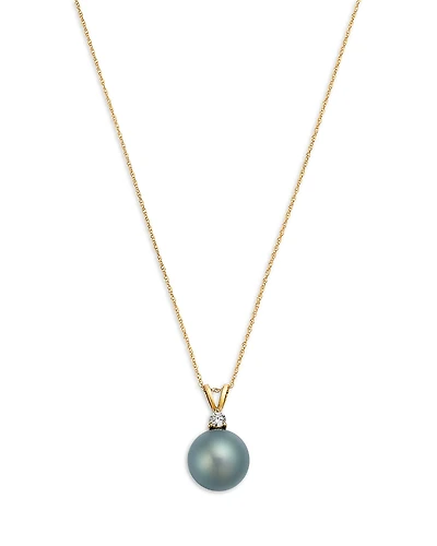 Bloomingdale's Fine Collection Lab Grown Diamond & Cultured Freshwater Pearl Pendant Necklace