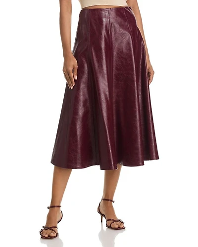 Faux Leather Midi Skirt - Exclusive