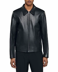 Sandro Leather Zip Front Jacket