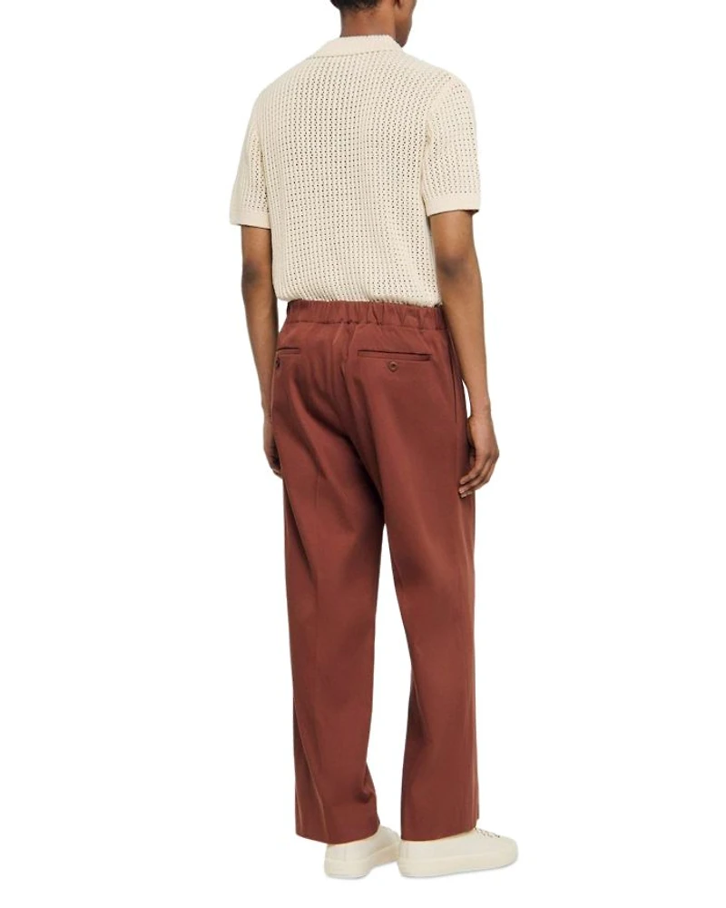 Elasticized Wide Leg Cotton Pants