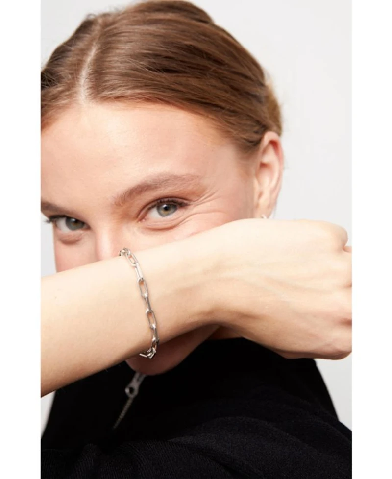 Sterling Silver Plated Cable Chain Bracelet