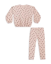 Rylee + Cru Girls' Spongey Knit Dot Print Sweatshirt & Leggings Set