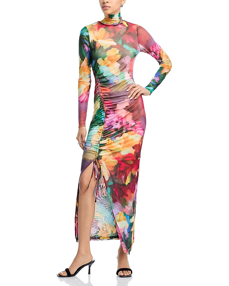 Aqua Floral Mesh Maxi Dress - Exclusive