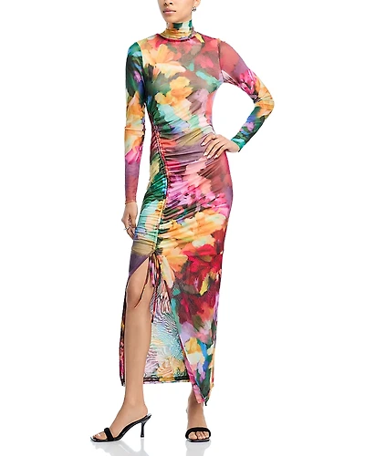 Aqua Floral Mesh Maxi Dress - Exclusive