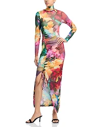 Aqua Floral Mesh Maxi Dress - Exclusive