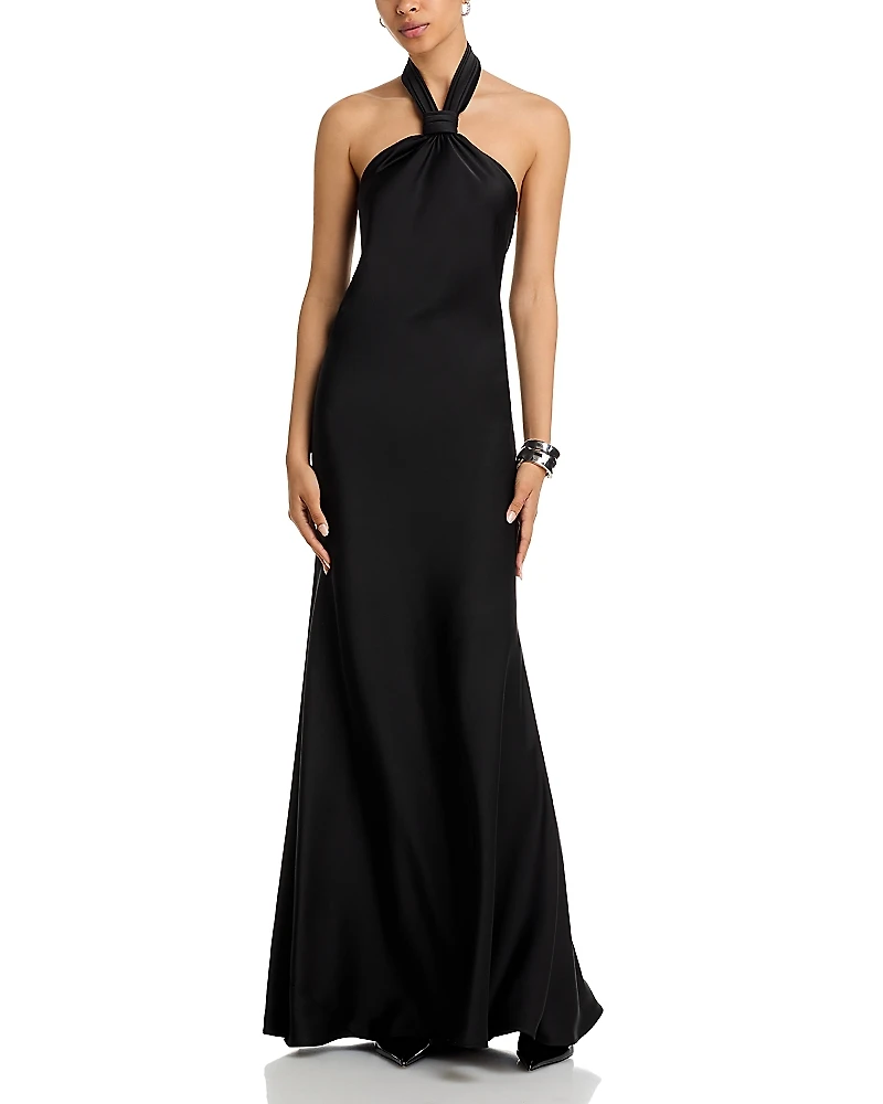 Aqua Knot Halter Gown - Exclusive