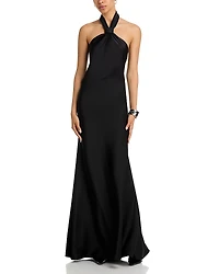 Aqua Knot Halter Gown - Exclusive