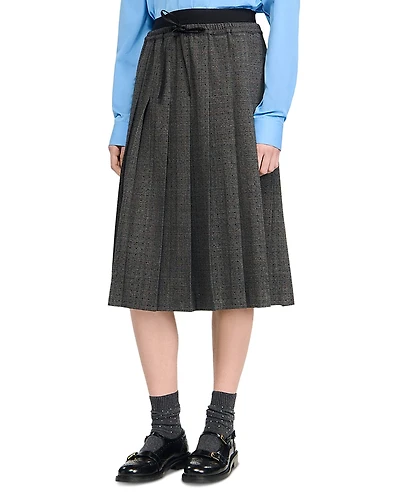 Sandro Pleated Rhinestone Skirt