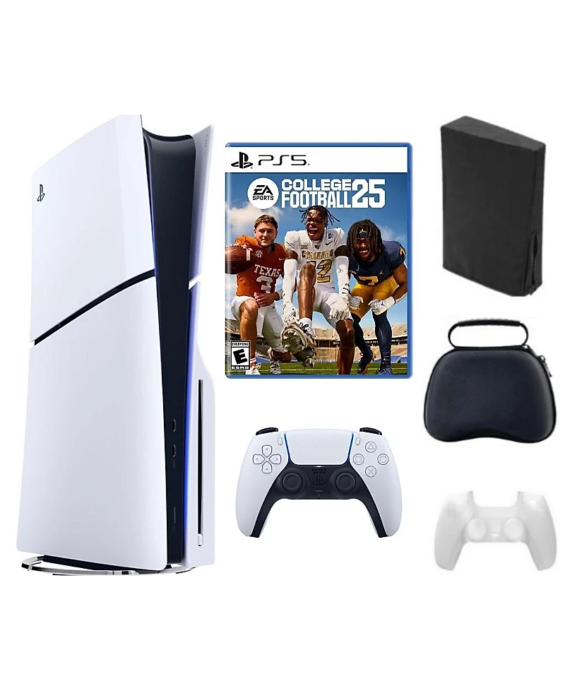 Sony PS5 Playstation 5 Slim Disc Bundle with Accessories and College Football 25 Game