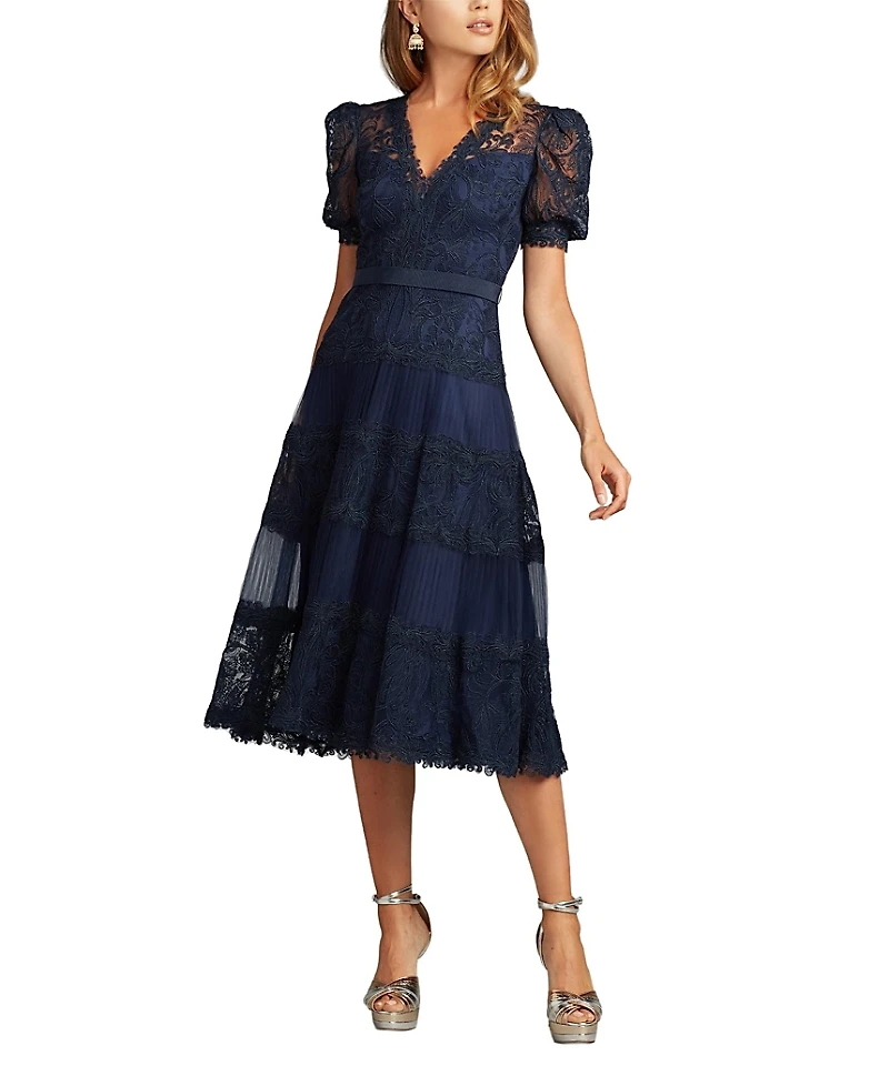 Tadashi Shoji Fatiha Floral Lace and Chiffon Dress