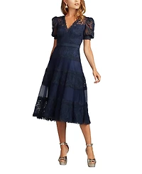 Tadashi Shoji Fatiha Floral Lace and Chiffon Dress