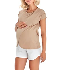 Accouchee Handy Crossover Short Sleeve Cotton Maternity/Nursing Top