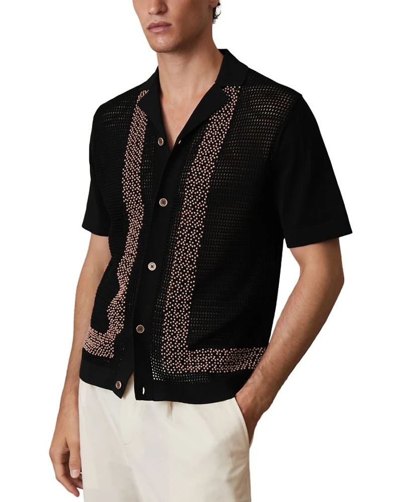 Che Accra Mesh Beaded Camp Shirt