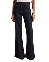 Petites Bonnie High Rise Flared Jeans Dark Blue