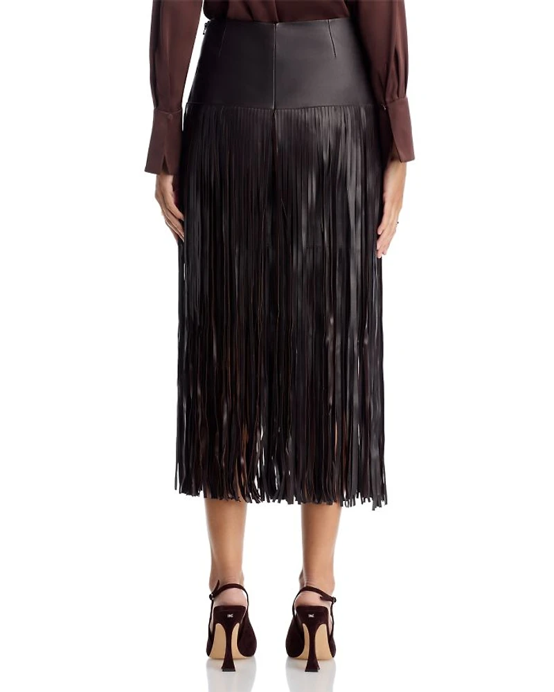 Monte Leather Fringe Skirt