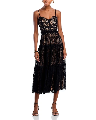 Aqua Lace Cocktail Midi Dress - Exclusive