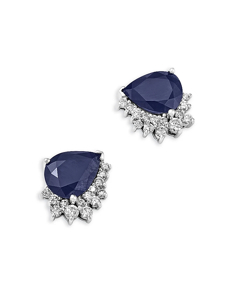 Bloomingdale's Fine Collection Blue Sapphire & Diamond Pear Swirl Stud Earrings