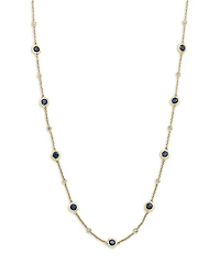 Bloomingdale's Fine Jewelry Blue Sapphire & Diamond Bezel Station Necklace