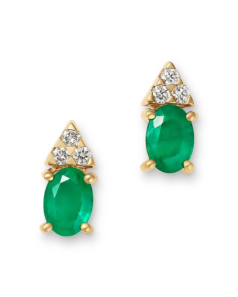 Bloomingdale's Fine Collection Emerald & Diamond Stud Earrings