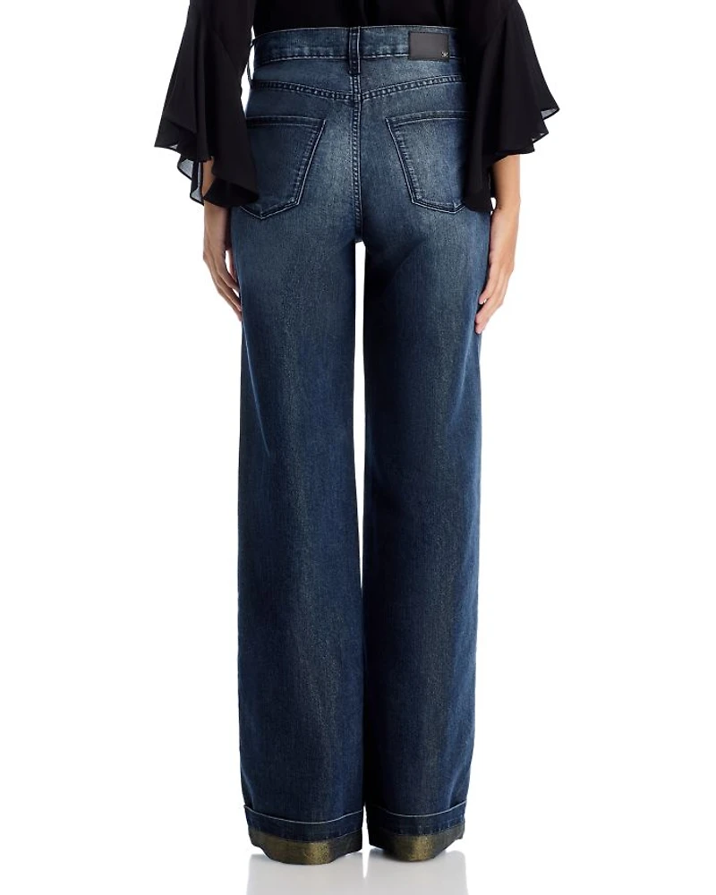 Georgia Wide Leg Metallic Jeans Indigo