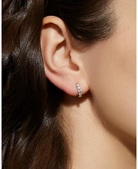 Suzanne Sterling Silver and Cubic Zirconia Huggie Hoop Earrings