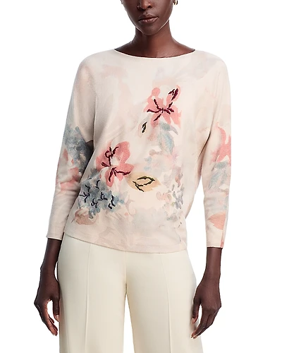 Sioni Floral Embroidered Dolman Sleeve Sweater