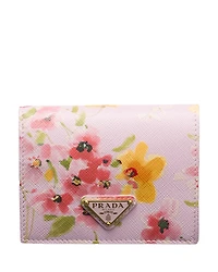 Prada Small Floral-Print Saffiano Leather Wallet
