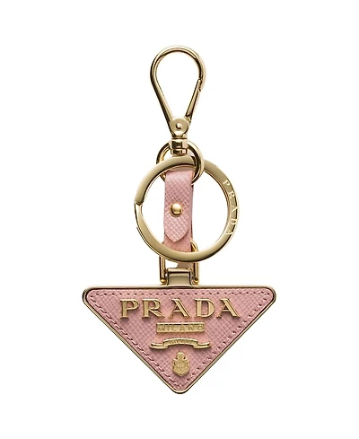 Prada Saffiano Leather and Metal Keychain