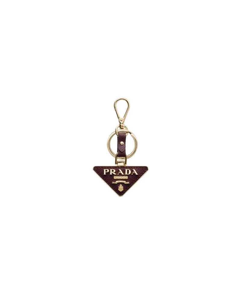 Saffiano Leather and Metal Keychain