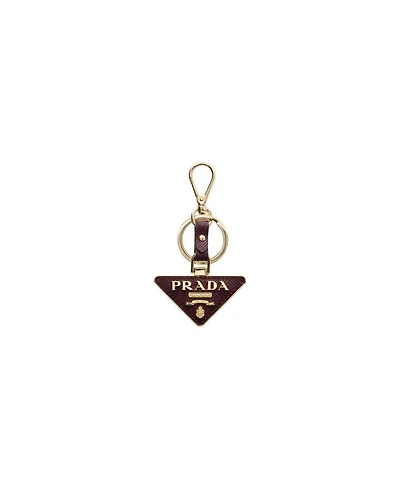 Saffiano Leather and Metal Keychain