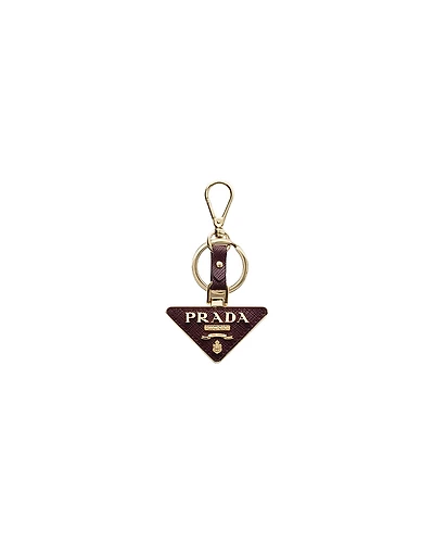 Prada Saffiano Leather and Metal Keychain