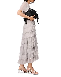 Metallic Ruffled Midi Dress
