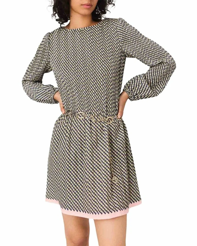 Patterned Pleated Dress